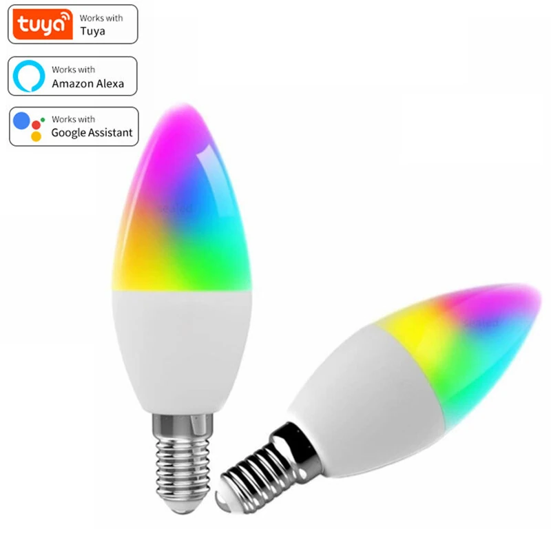 (image for) 5W WiFi Smart Bulb E14 RGB+WW+CW Works With TUYA APP Alexa Compatible 2.4GHz Voice Control Energy Efficient LED