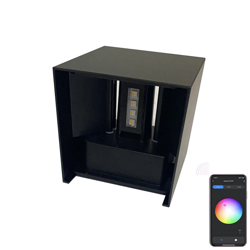 (image for) 9W Tuya WIFI Smart RGB LED Wall Lamp Outdoor Waterproof Cube RGBW APP Dimming Exterior Wall Light Atmosphere Washer Light