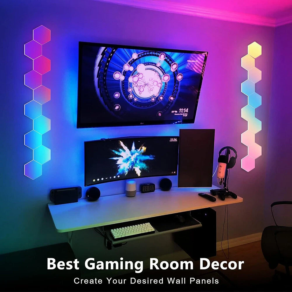 (image for) LIXINCORDA Smart RGBIC Hexagonal LED Light Panels Music Sync APP/Remote/Voice Control With Alexa Google