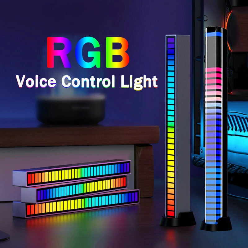 (image for) RGB Pickup Lights Sound Control LED Light Smart App Control Color Rhythm Ambient Lamp For Car/Game Computer Desktop Decorative Light